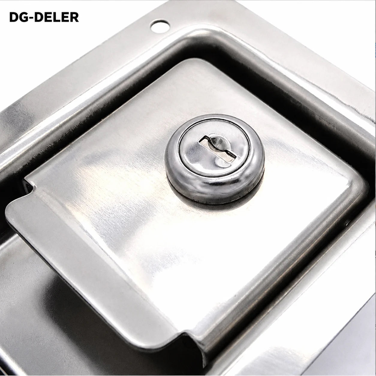 DG-DELER MS858A-S 304 Stainless Steel Bright Finish Recessed Panel Lock with Key for Cabinet Equipment Door Hardware