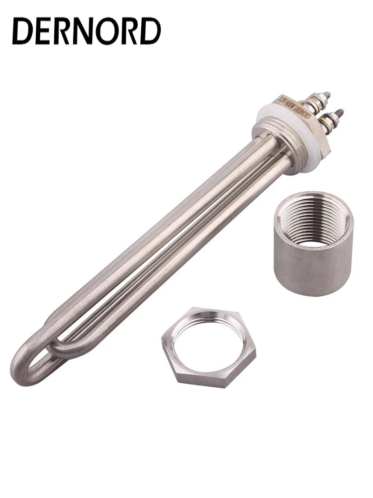 DN25 Immersion Tubular Electric Heater 12V 24V 36V 48V 300W 600W 900W 1200W 1500W 304SS Solar DC 1 inch Water Heating Element