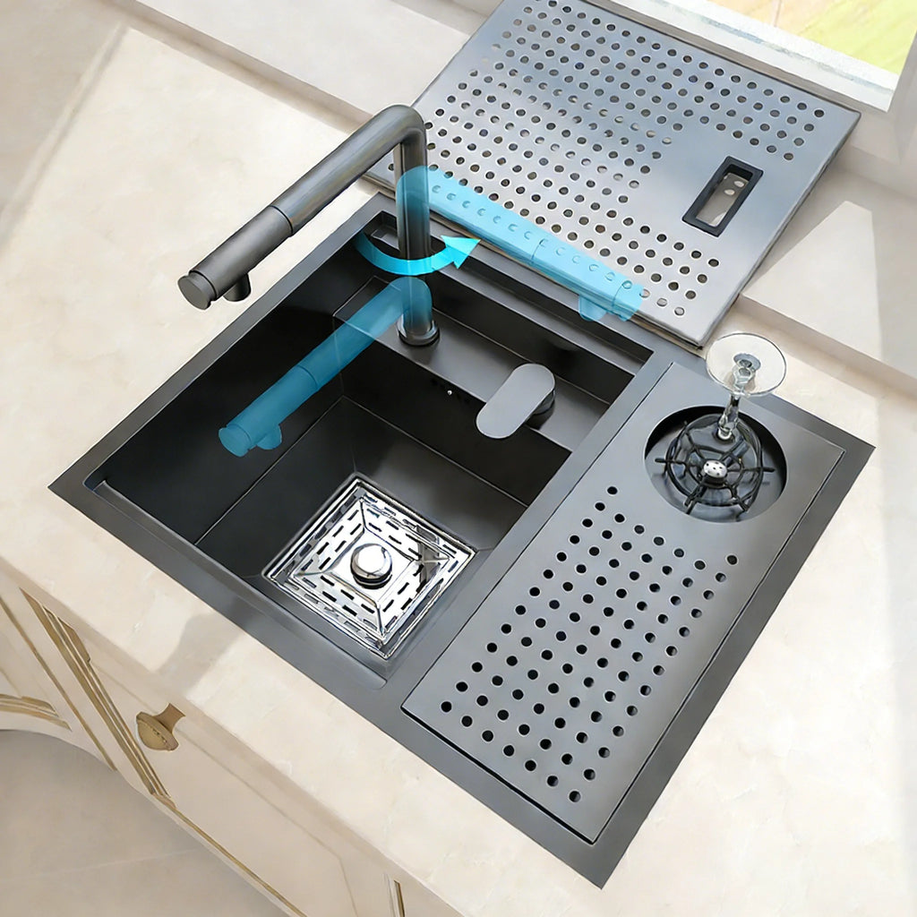 Stainless Steel Kitchen Sink With  Hidden Cup Washer