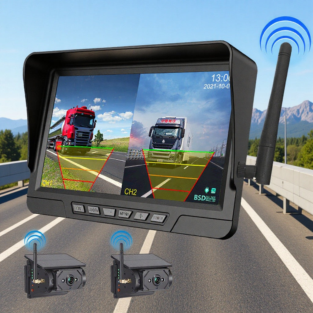 Solar-Powered Wireless  Rv- Reversing Camera, Camera, 7inch Display Screen