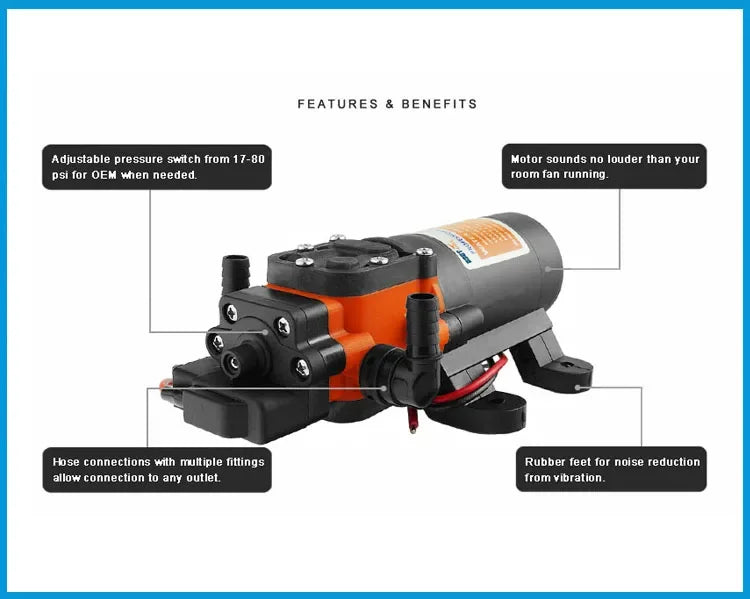 35PSI 12V - 24V  Diaphragm Self-priming Water Pump Boat Motor Home