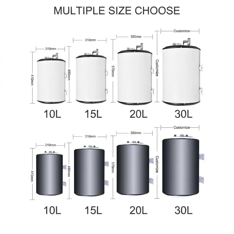 12V 24V RV Water Heater 10L-30L, 200W  400W Low Power Stainless Steel Electric Boiler Tank for Off-Grid Camper Boat