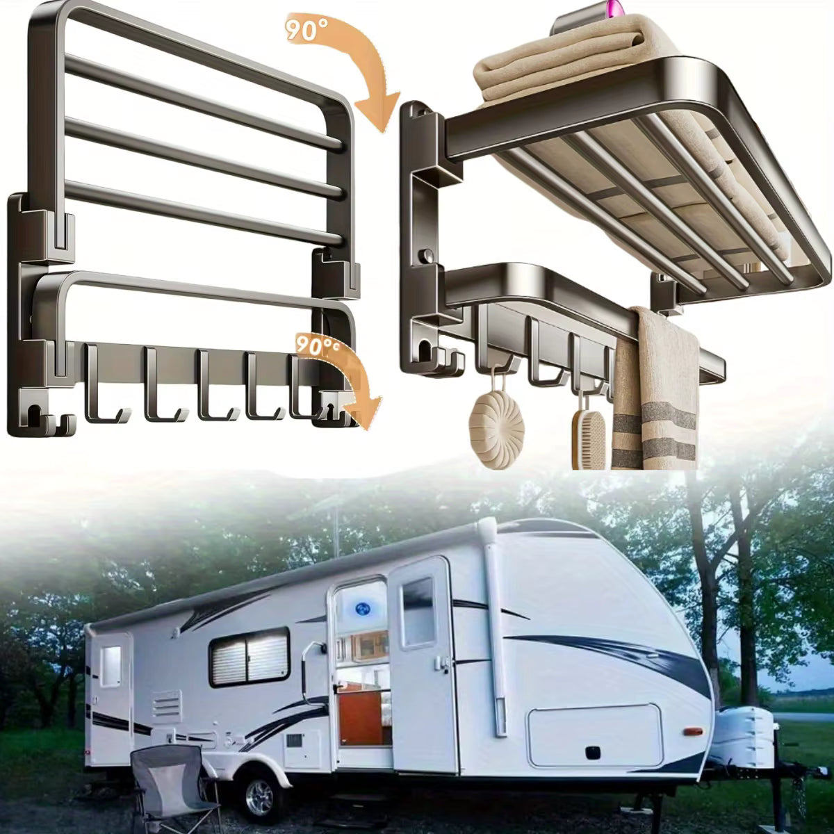 Foldable Campervan Towel Rack