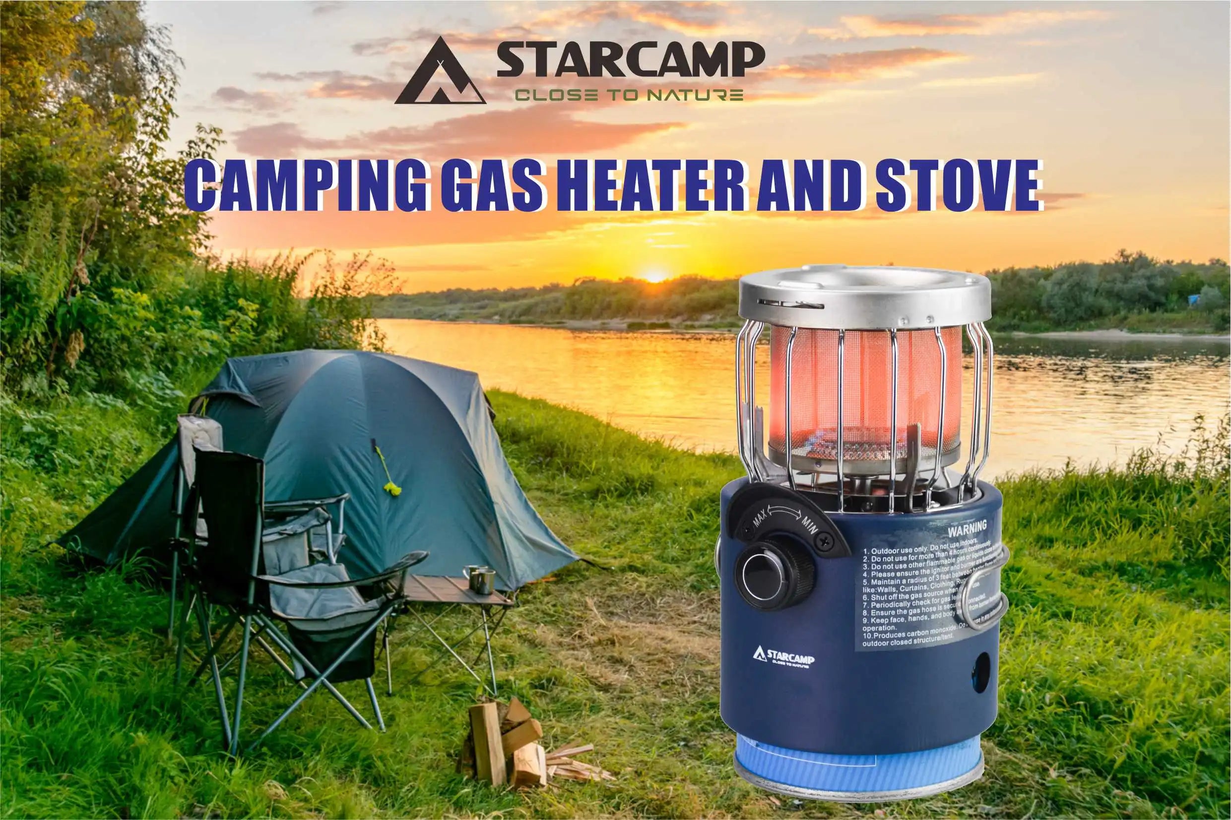 STARCAMP 2000W Outdoor Camping & Fishing Mini Gas 2 IN 1 Heater & Stove