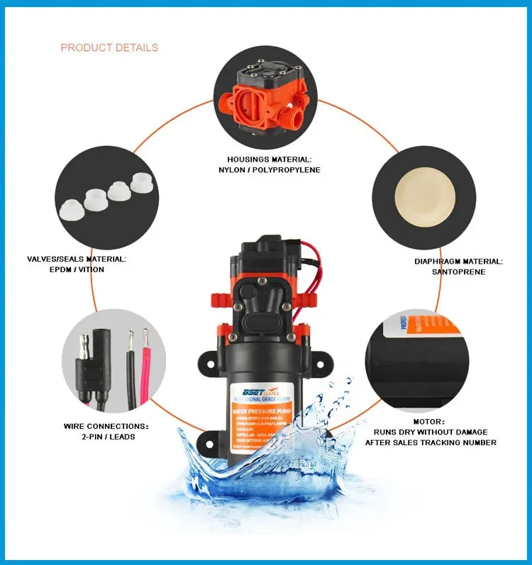 35PSI 12V - 24V  Diaphragm Self-priming Water Pump Boat Motor Home