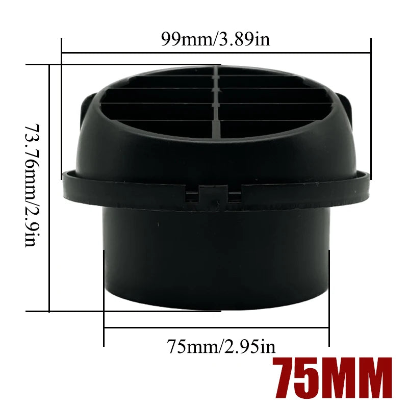 Webasto, for Eberspacher, for Propex and other blown air heater systems75mm/2.95inch Vent