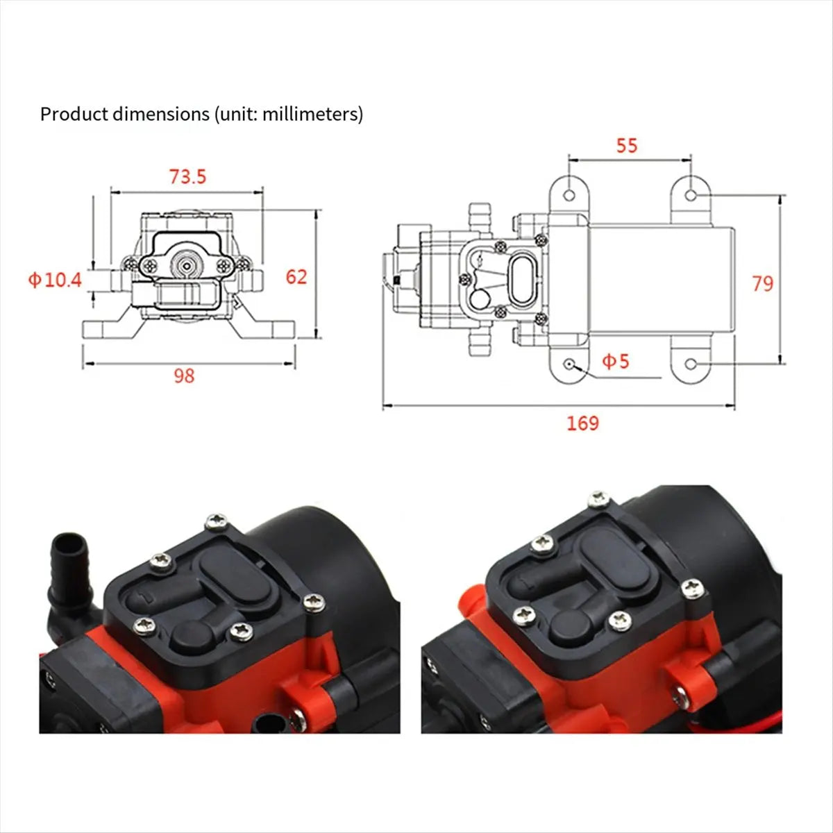 40PSI 12/24V Self-Priming Pump  Water Pump Diaphragm