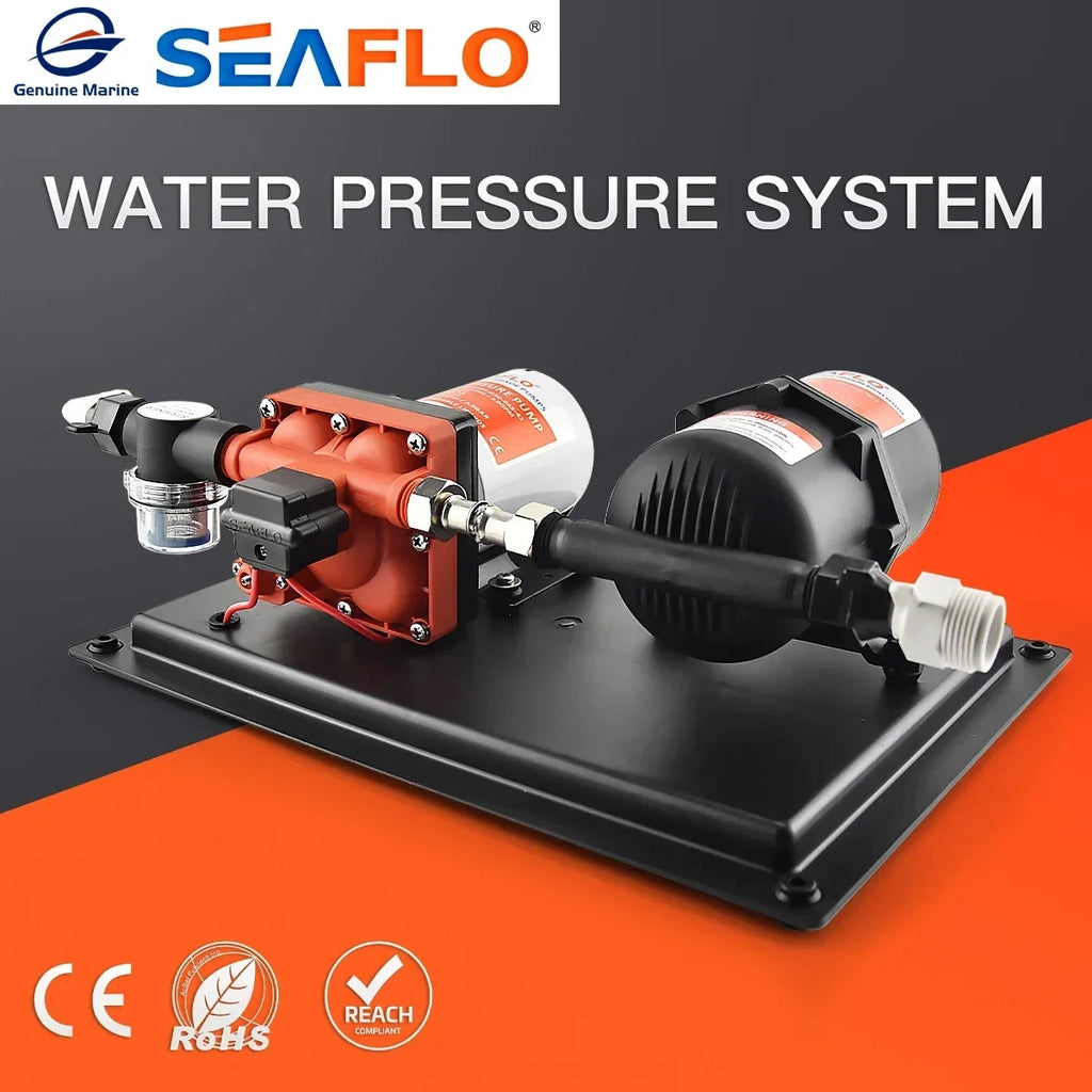SEAFLO 42 Series 24V Diaphragm Pump 3GPM Large Flow Self Priming Water Supply Pressure System Tank for RV Boat Yacht