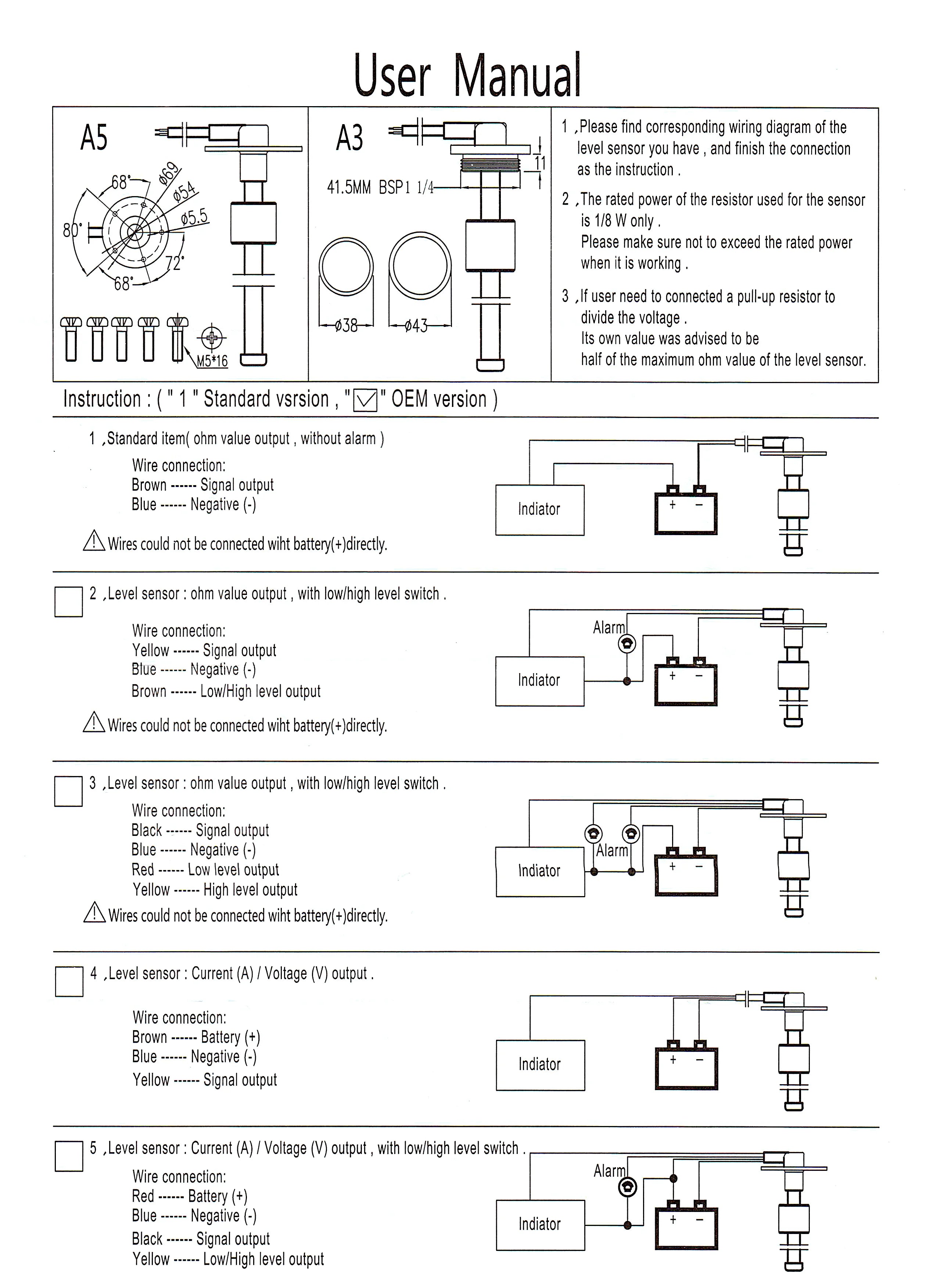 IN Tank Water level sensor &  Water Level Gauge for All Water Tanks